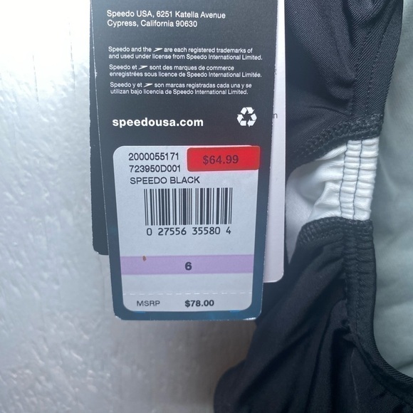 Speedo size 6 women’s bathing suit black with white design - Picture 5 of 10